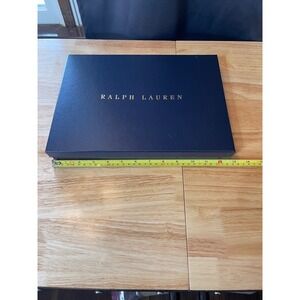 Ralph Lauren Navy Blue Gold Logo Large Gift‎ Box 14.5x11x1.75 Empty Designer Box